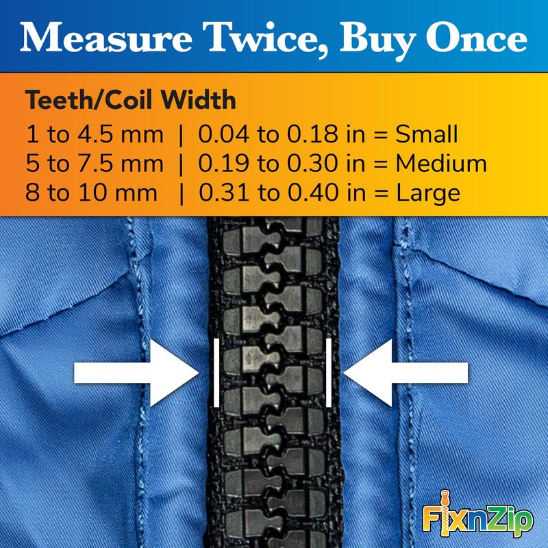 FixNZip Small, Medium, and Large Nickel Zipper Repair Kit Bundle | Universal No-Sew Slider Replacement Kit for Clothes, Jackets, and More | Instant and Reusable Zipper Repair Tool | Sizes 1-10 - Image 5